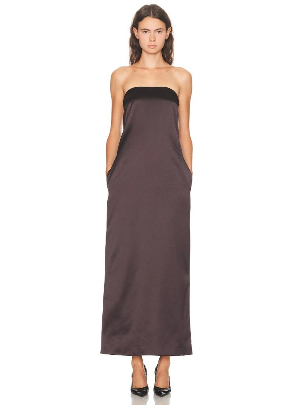 The Row Dolci Dress in Dark Brown Maxi
